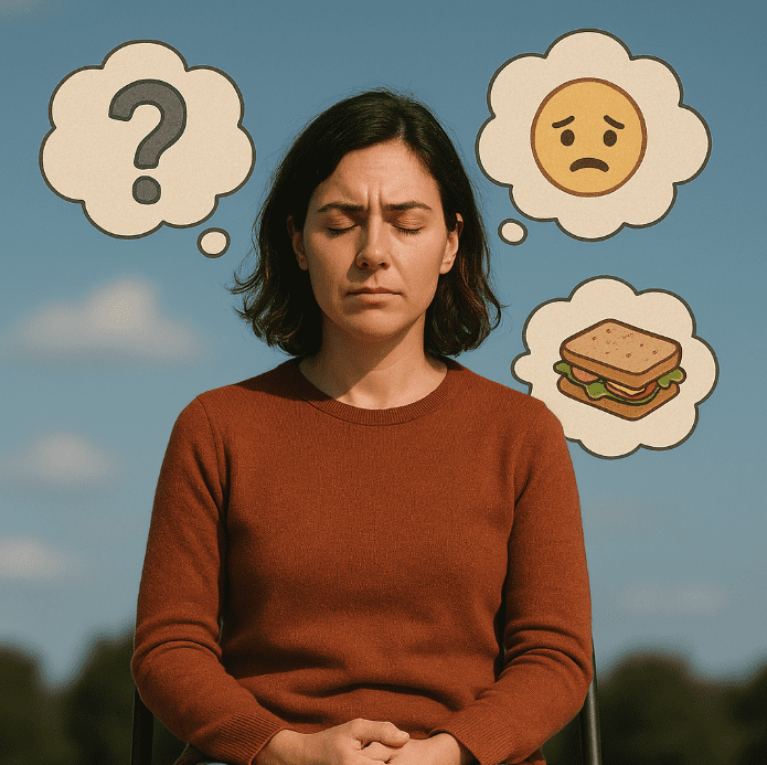 Woman frustrated with meditation